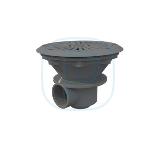Bonde de fond pour liner Ø 210 mm avec grille ABS plate - Gris